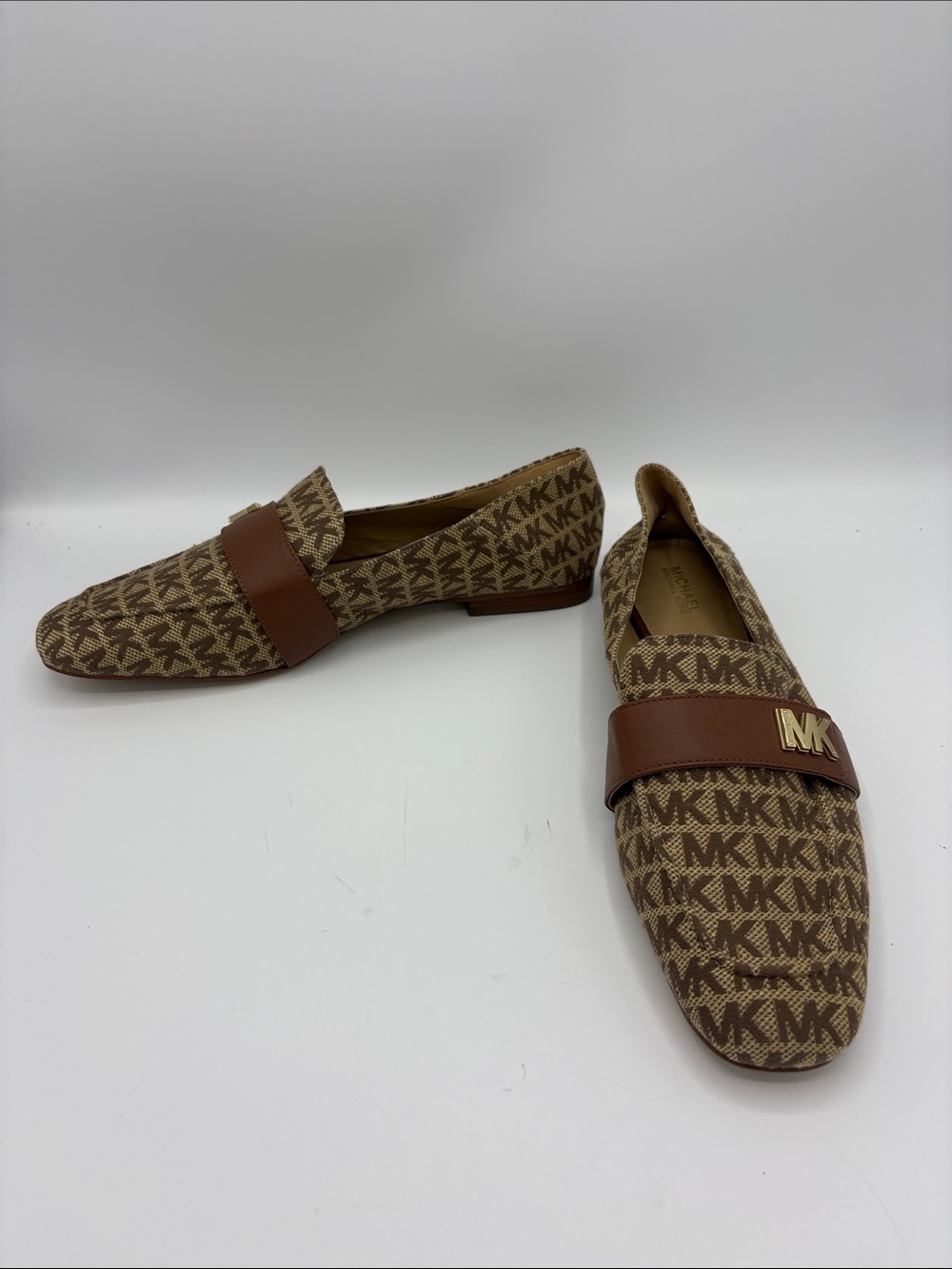NEW! Michael Kors Tan/Brown MK Logo Slip-On Loafers